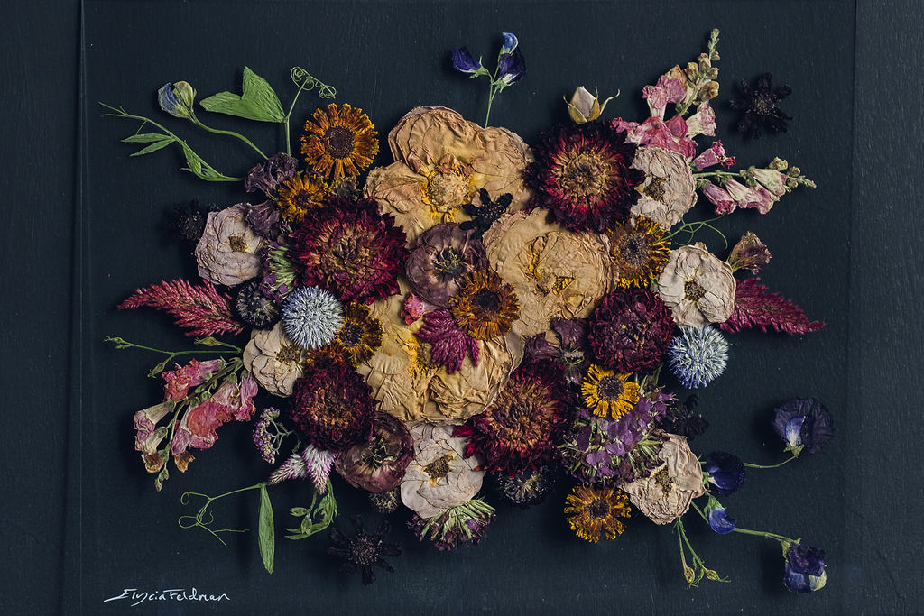 bouquet preservation using pressed flowers turned into art