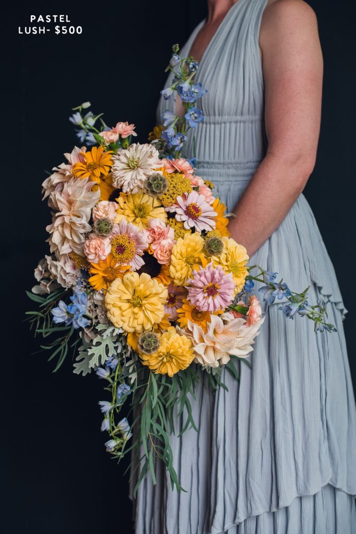 lush pastel elopement bouquet