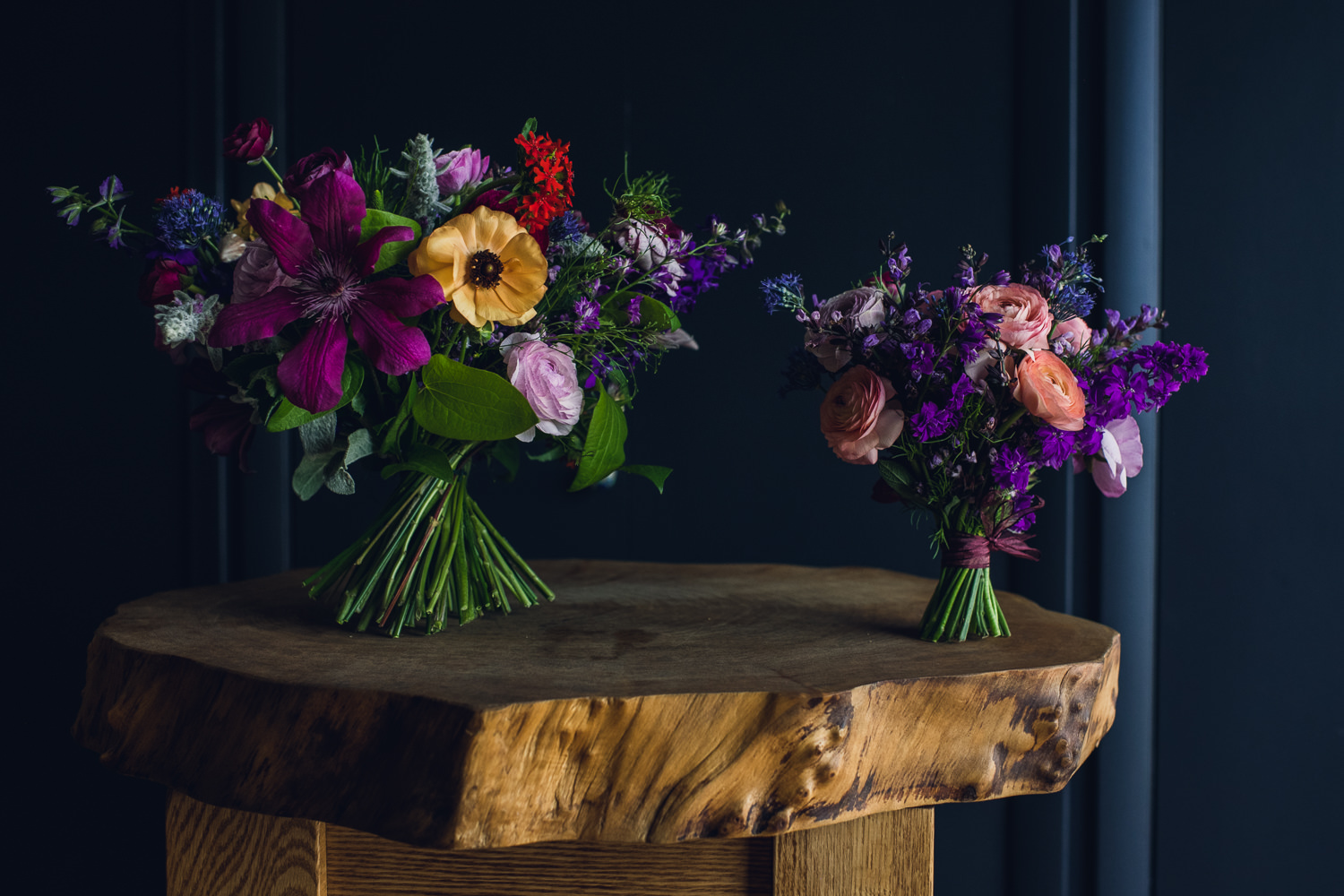 vibrant small and medium bouquets of summer flowers