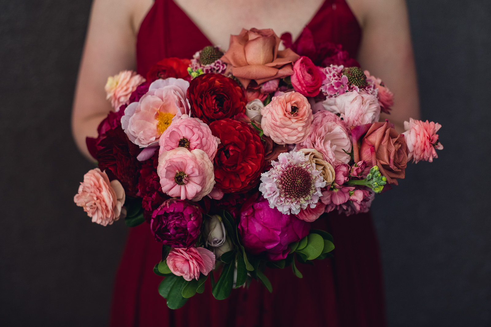 pink and red jewel tone bridal bouqet