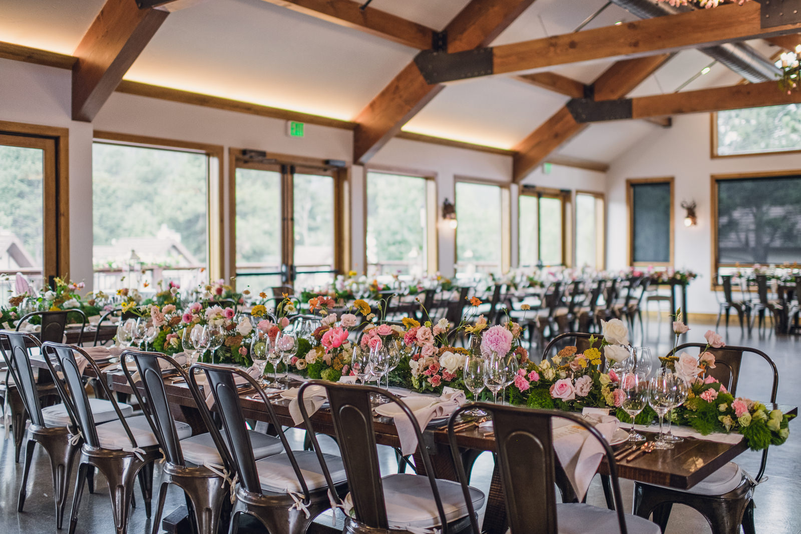 the landings estes park reception hall decorated for a wedding