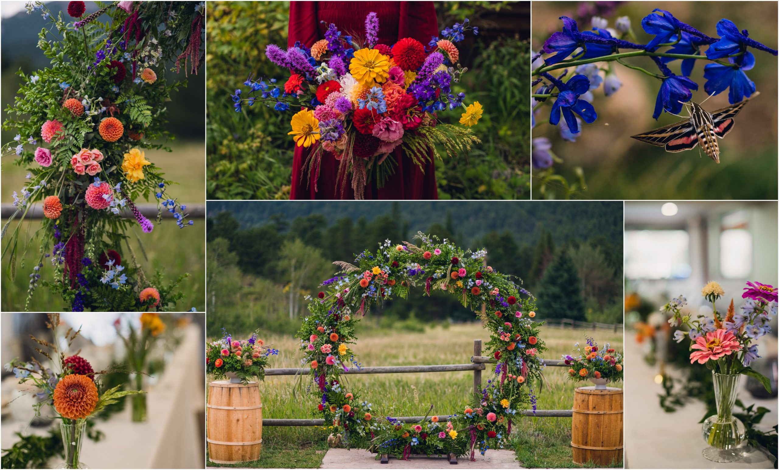 bright colorful luxury wedding flowers for estes park colorado mountain wedding