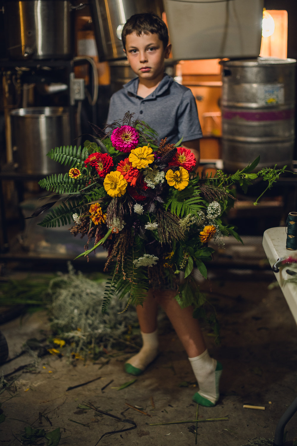 Big magic, Melody photographs Elycia's son with bridal bouquet in upstate New York 