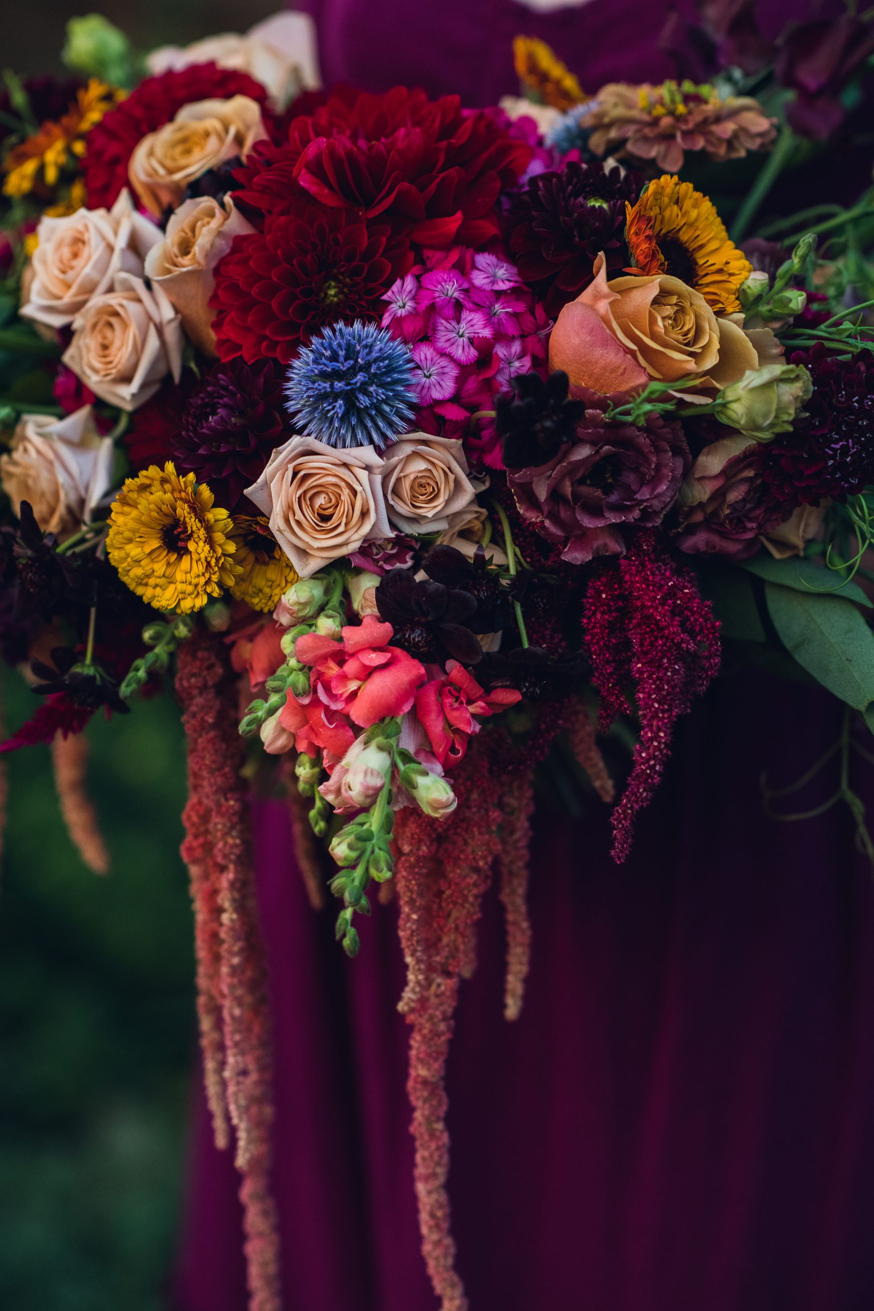 refined jewel tone color palette of flowers for colorado bridal bouquet
